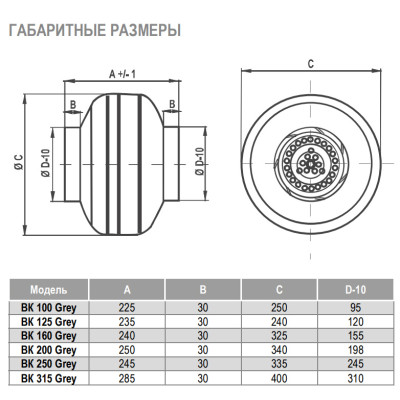 ВКК 100 GREY (пластик) канальный вентилятор Airone ВКК 100 GREY (пластик) канальный вентилятор Airone