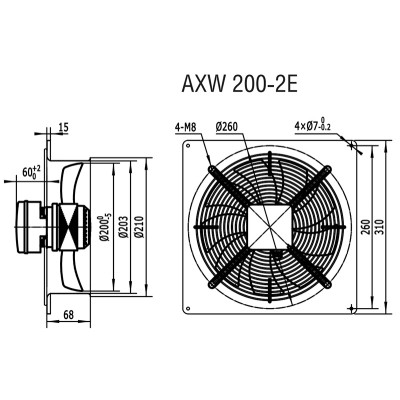 AXW 200-B-4E осевой вентилятор Shuft AXW 200-B-4E осевой вентилятор Shuft