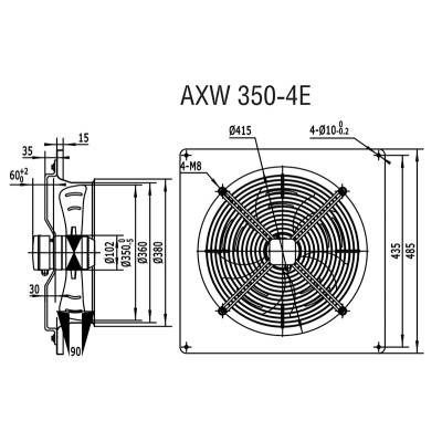 AXW 350-B-4E осевой вентилятор Shuft AXW 350-B-4E осевой вентилятор Shuft