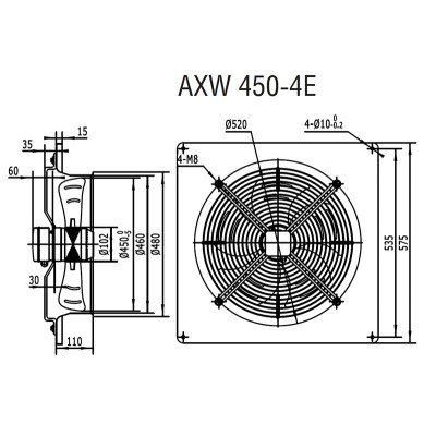 AXW 450-B-4E осевой вентилятор Shuft AXW 450-B-4E осевой вентилятор Shuft