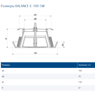 BALANCE-E-100-SW круглый вытяжной диффузор BALANCE-E-100-SW круглый вытяжной диффузор