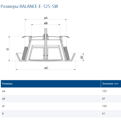 BALANCE-E-125-SW круглый вытяжной диффузор BALANCE-E-125-SW круглый вытяжной диффузор