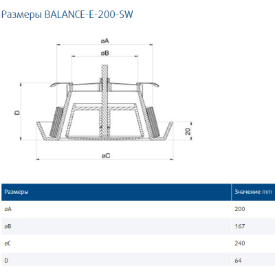 BALANCE-E-200-SW круглый вытяжной диффузор BALANCE-E-200-SW круглый вытяжной диффузор